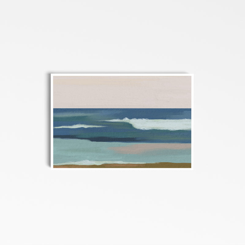 Serendipity - Ochre Pink Blue Boho Ocean Landscape Canvas or Art Print - I Heart Wall Art