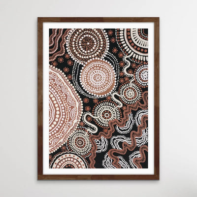 Shape of Country - Original Edition 3 - Aboriginal Art Print in Brown Tones by Leah Cummins - Dot Painting I Heart Wall Art Australia 