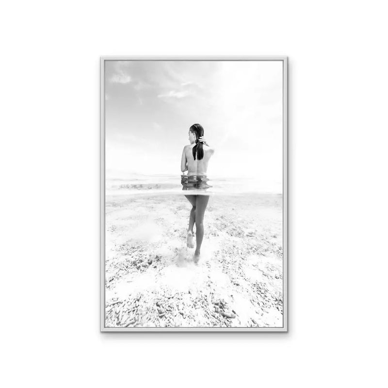 She Swims - Black and White Photographic Print Of Naked Woman Swimming - Art Or Canvas Print I Heart Wall Art Australia 