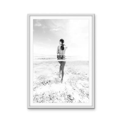 She Swims - Black and White Photographic Print Of Naked Woman Swimming - Art Or Canvas Print I Heart Wall Art Australia 