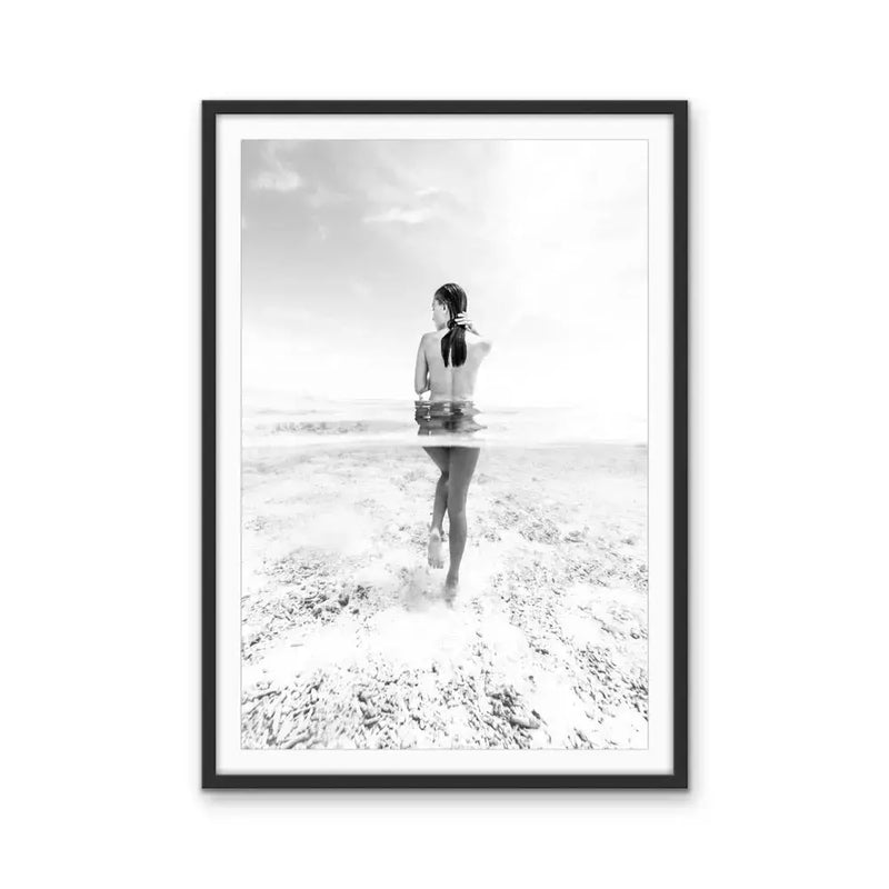 She Swims - Black and White Photographic Print Of Naked Woman Swimming - Art Or Canvas Print I Heart Wall Art Australia 