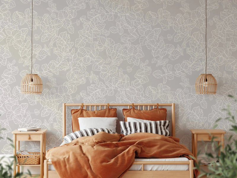 Silver Dollar Eucalyptus - Grey Line Peel and Stick Removable Wallpaper I Heart Wall Art Australia 