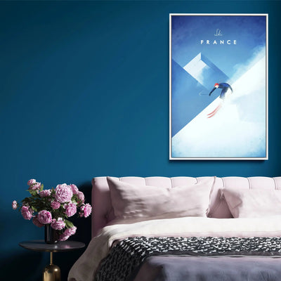 Ski France by Henry Rivers - Stretched Canvas Print or Framed Fine Art Print - Artwork- Vintage Inspired Travel Poster I Heart Wall Art Australia 