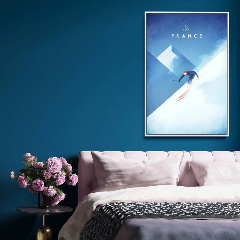 Ski France by Henry Rivers - Stretched Canvas Print or Framed Fine Art Print - Artwork- Vintage Inspired Travel Poster I Heart Wall Art Australia 