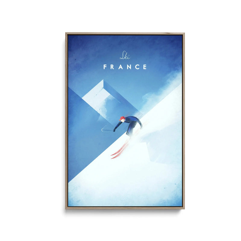 Ski France by Henry Rivers - Stretched Canvas Print or Framed Fine Art Print - Artwork- Vintage Inspired Travel Poster I Heart Wall Art Australia 