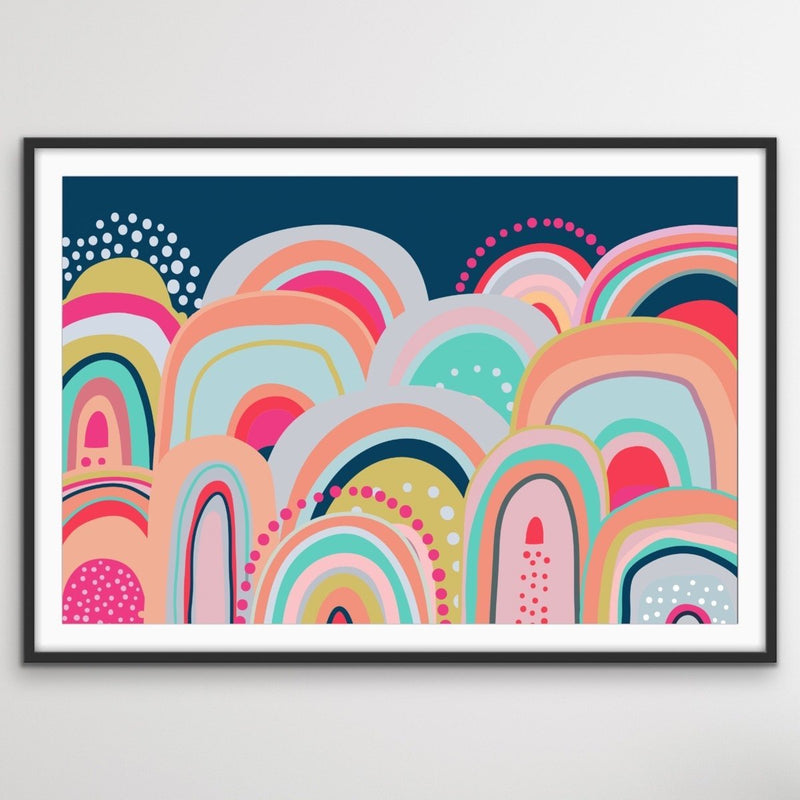 Sky High - Bright Colourful Mountain Canvas and Paper Art Print - I Heart Wall Art