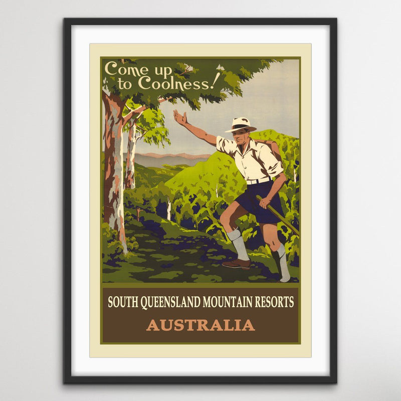 South East Queensland Mountain Resorts - Australian Vintage Travel Poster - I Heart Wall Art