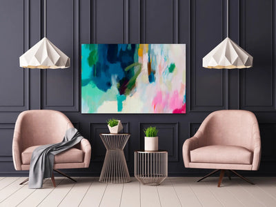 Spacescape - Two Piece Blue and Green Abstract Print Set I Heart Wall Art Australia 