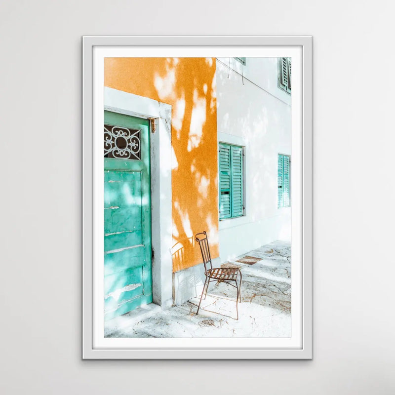 Spanish Street - Yellow and Green Photographic Print Featuring Streetscape Available As A Canvas or Art Print I Heart Wall Art Australia 