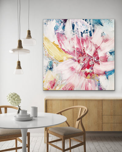 Summer - Abstract Square Canvas Floral Print - I Heart Wall Art