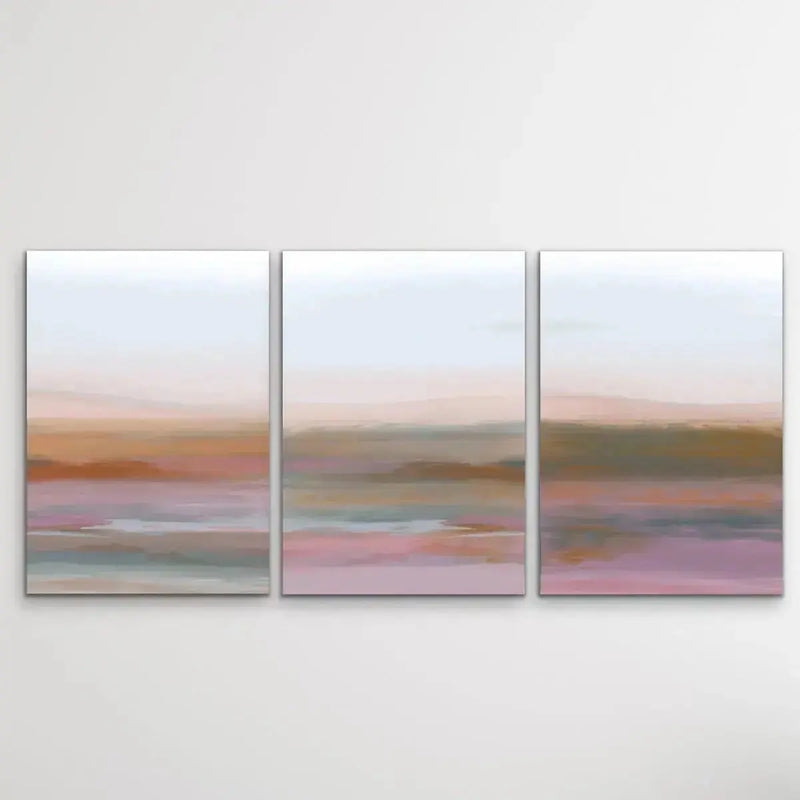 Summer Haze - Three Piece Abstract Landscape Canvas and Art Print Set - I Heart Wall Art