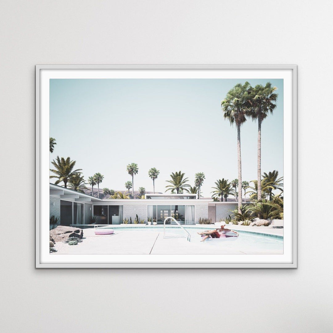 Summer In Palm Springs - Print of Woman In Pool In Palm Springs