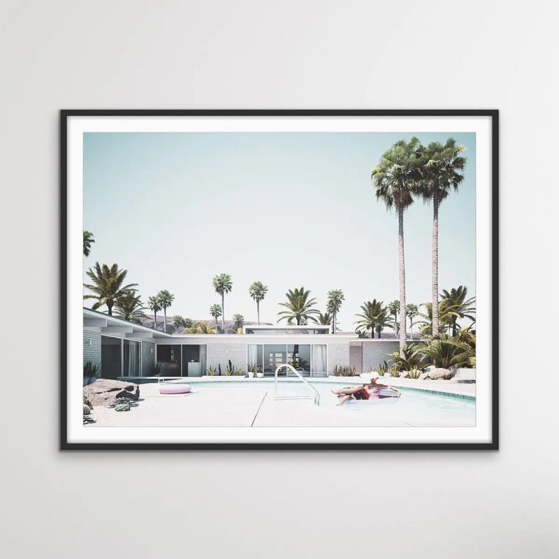 Summer In Palm Springs - Print of Woman In Pool In Palm Springs Motel in Mid Century Style I Heart Wall Art Australia 
