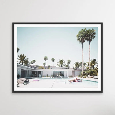 Summer In Palm Springs - Print of Woman In Pool In Palm Springs Motel in Mid Century Style I Heart Wall Art Australia 