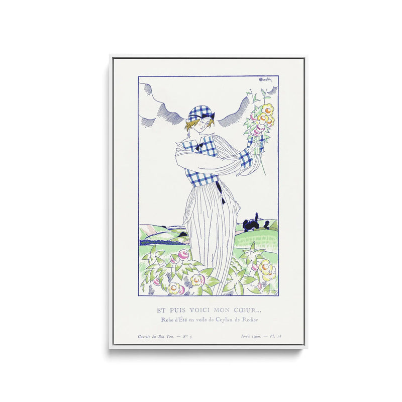 Summer dress in Ceylon veil by Rodier (1920) by Charles Martin - Stretched Canvas Print or Framed Fine Art Print I Heart Wall Art Australia 