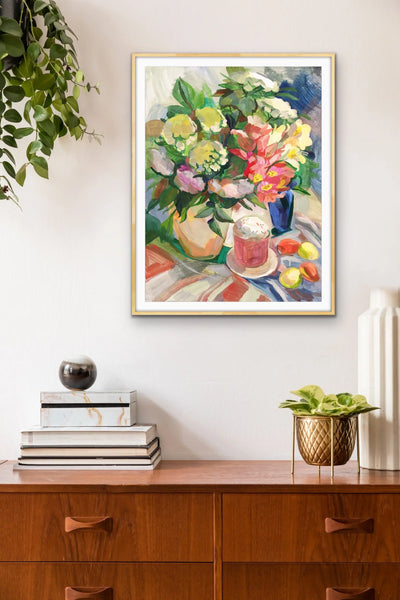 Sunday Brunch With Easter Eggs - Still Life With Flower Painting - I Heart Wall Art