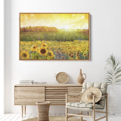 Sunflower Field - Yellow Wall Art Print on Canvas or Paper - I Heart Wall Art