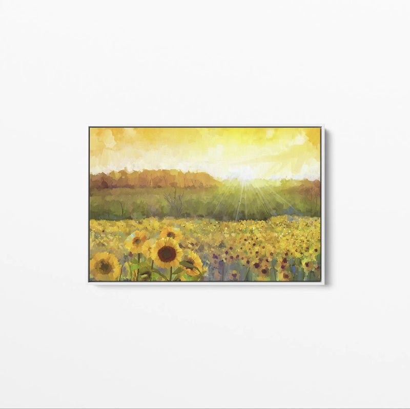 Sunflower Field - Yellow Wall Art Print on Canvas or Paper - I Heart Wall Art