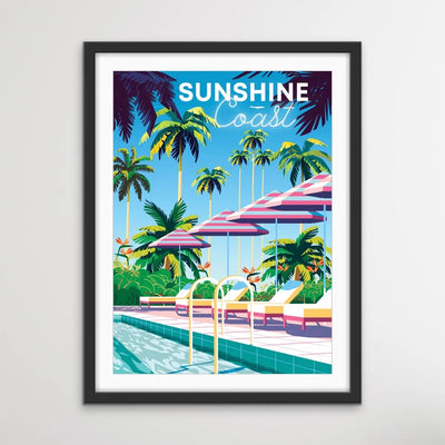 Sunshine Coast Resort - Vintage-Style Travel Poster - I Heart Wall Art