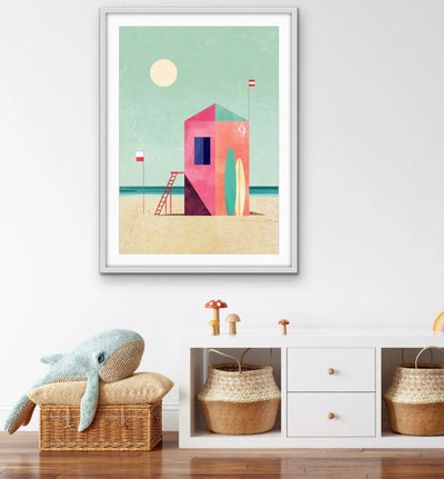 Surf Hut - Beach Print Featuring Lifeguard Tower - Available As Canvas or Art Print I Heart Wall Art Australia 