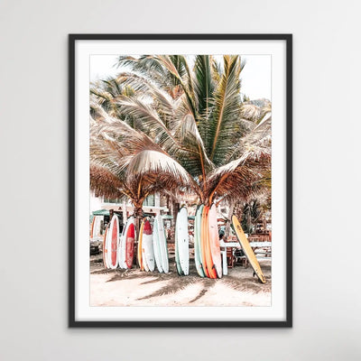 Surfboards - Photographic Print of Surfboards Under Palm Trees on Canvas or Paper - I Heart Wall Art