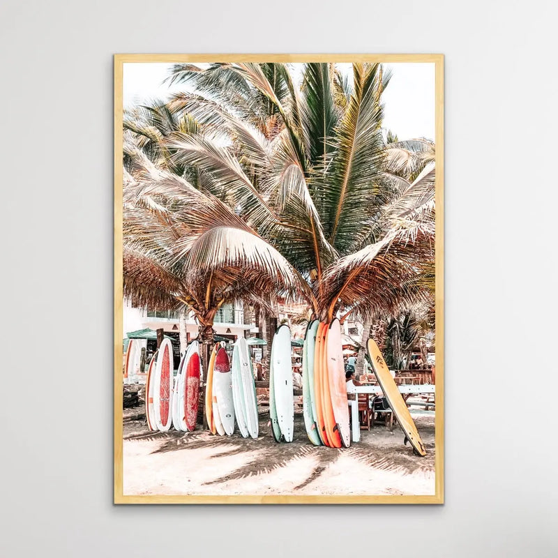 Surfboards - Photographic Print of Surfboards Under Palm Trees on Canvas or Paper - I Heart Wall Art