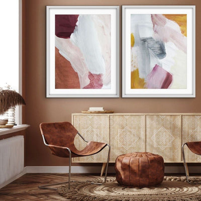Surrender Two Piece Abstract - Moroccan Boho Earthy Toned Painting Set Diptych - I Heart Wall Art