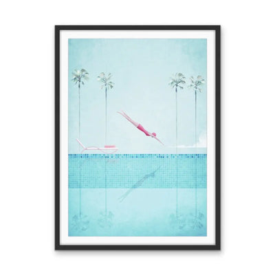 Swimming Pool iii -  Print Featuring Woman Diving by Henry Rivers - Available As Canvas or Art Print I Heart Wall Art Australia 