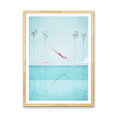 Swimming Pool iii -  Print Featuring Woman Diving by Henry Rivers - Available As Canvas or Art Print I Heart Wall Art Australia 