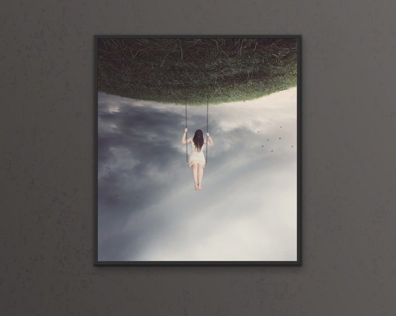 Swing Time - Woman On Swing Surreal Art Print  Wall Art Canvas Cheap Wall Art Australia 