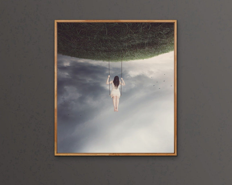 Swing Time - Woman On Swing Surreal Art Print  Wall Art Canvas Cheap Wall Art Australia 