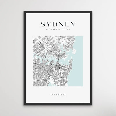 Sydney City Map - Heart, Square Or Round City Map I Heart Wall Art 
