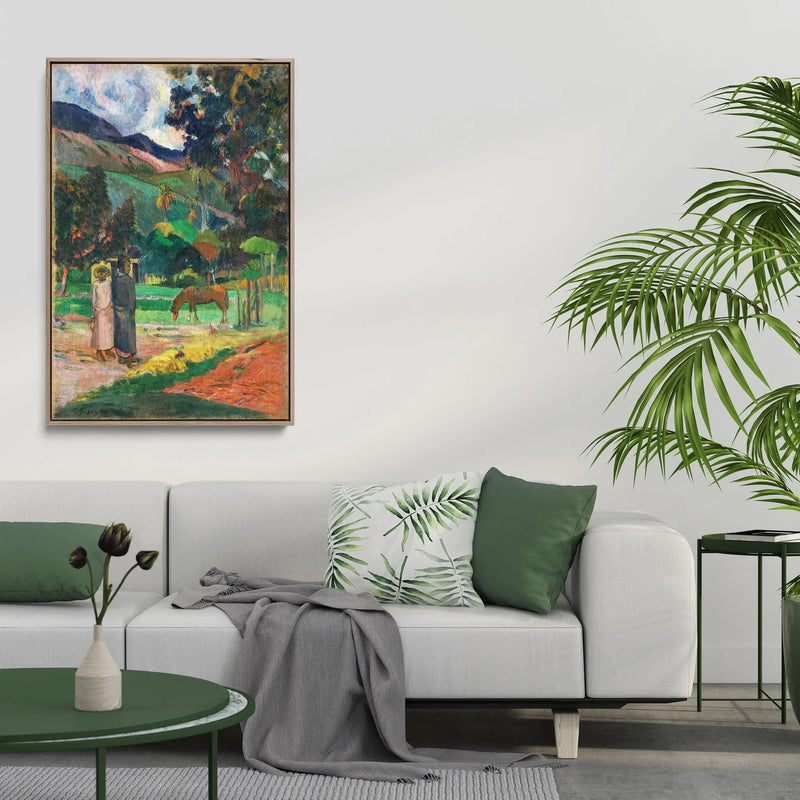 Tahitian Landscape (1892) by Paul Gauguin - Stretched Canvas Print or Framed Fine Art Print - Artwork I Heart Wall Art Australia 