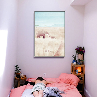 Tanzania by Henry Rivers - Stretched Canvas Print or Framed Fine Art Print - Artwork- Vintage Inspired Travel Poster I Heart Wall Art Australia 