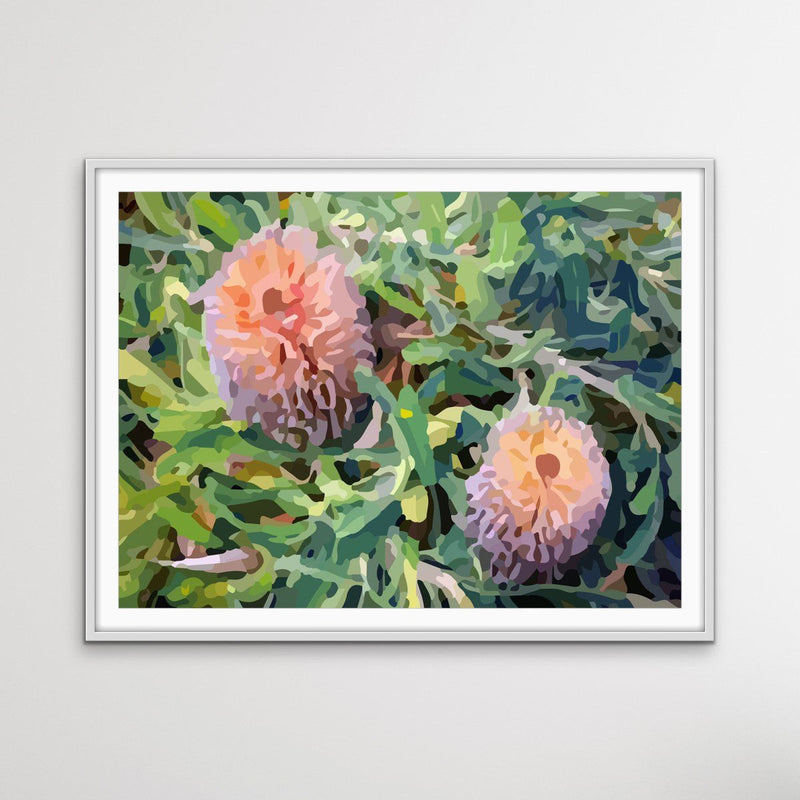 The Banksia Pair- Australian Native Flower Original Artwork By Edie Fogarty Canvas or Art Print - I Heart Wall Art