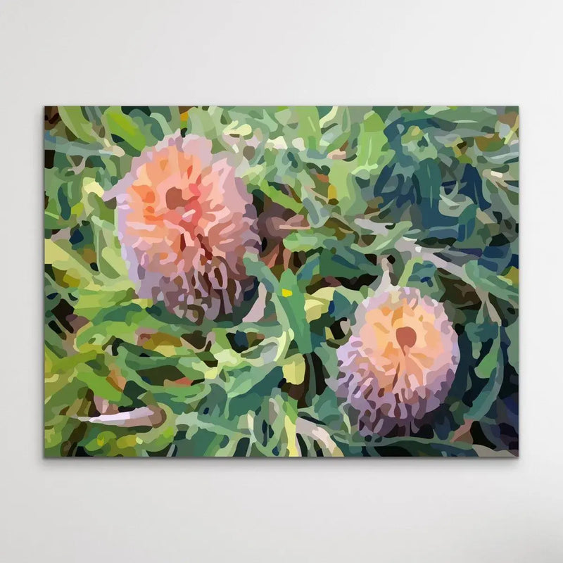 The Banksia Pair- Australian Native Flower Original Artwork By Edie Fogarty Canvas or Art Print - I Heart Wall Art