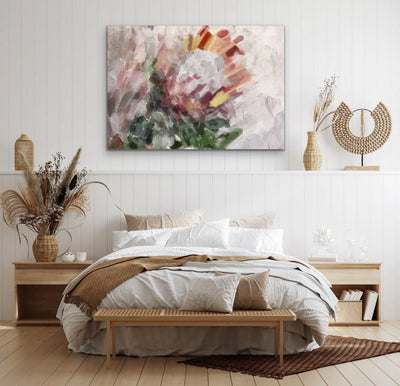 The Blossom Series II - Protea Abstract Artwork - Pink and Yellow Shades - Australiana Print I Heart Wall Art Australia 
