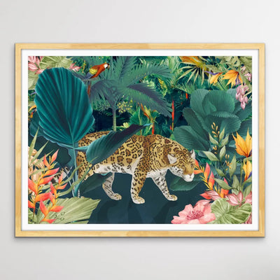 The Faraway Place - Jungle Cheetah Colourful Floral Print on Canvas or Paper I Heart Wall Art Australia 
