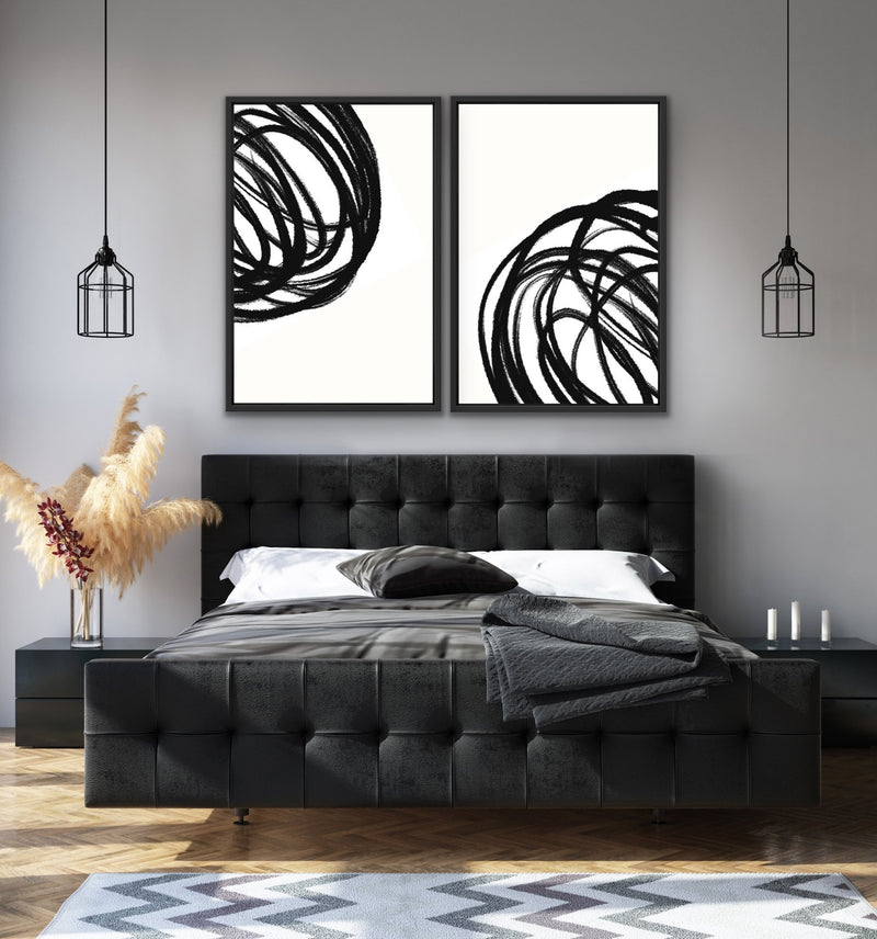 The Heart Of The Matter - Two Piece Black and White Stretched Canvas Wall Art Diptych - I Heart Wall Art