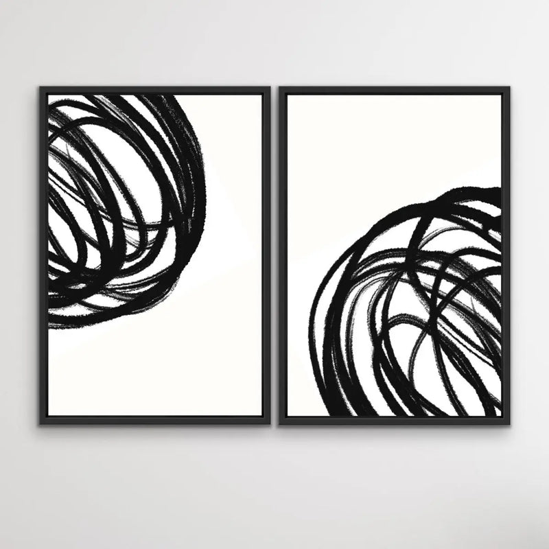 The Heart Of The Matter - Two Piece Black and White Stretched Canvas Wall Art Diptych - I Heart Wall Art