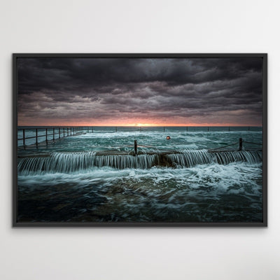 The Last Swimmer - Framed Photographic Sydney Pool Canvas Wall Art Print - I Heart Wall Art