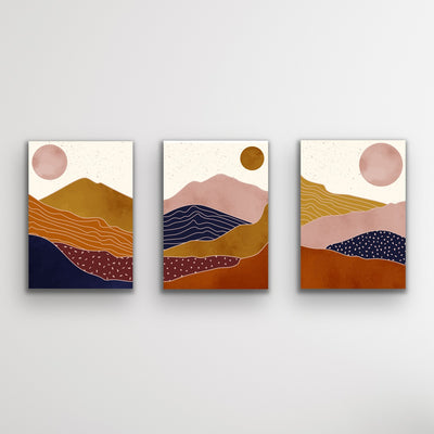 The Layers Of Earth - Abstract Boho Three Piece Print Set Triptych - I Heart Wall Art