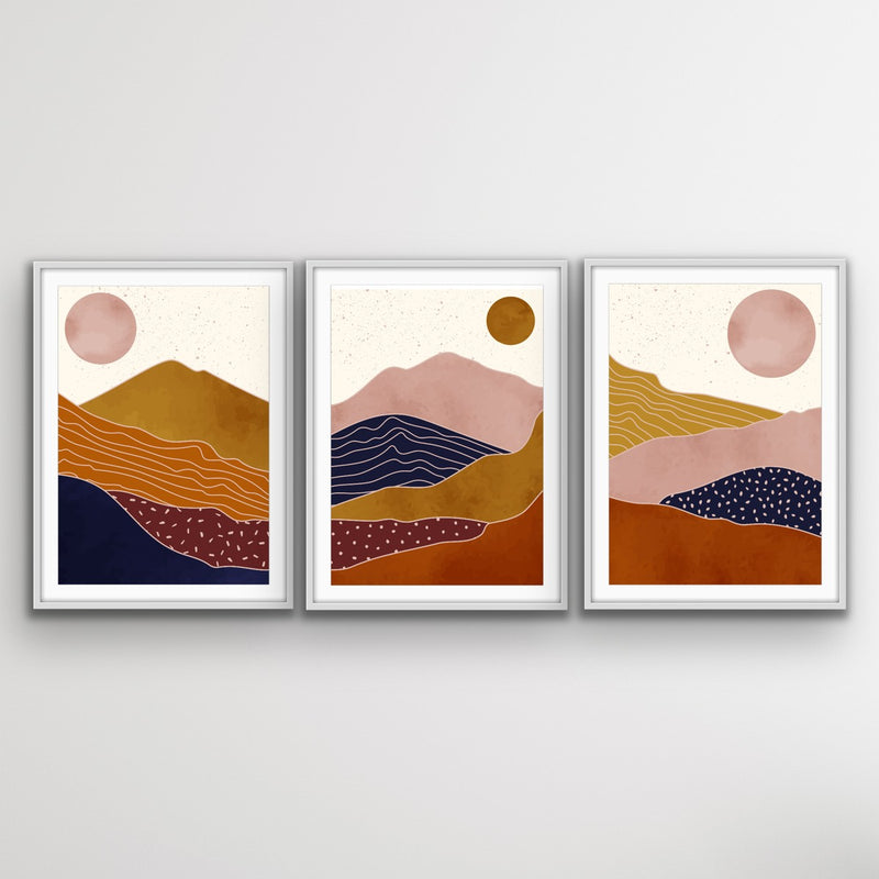 The Layers Of Earth - Abstract Boho Three Piece Print Set Triptych - I Heart Wall Art