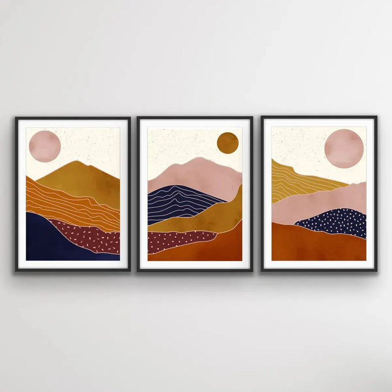 The Layers Of Earth - Abstract Boho Three Piece Print Set Triptych - I Heart Wall Art