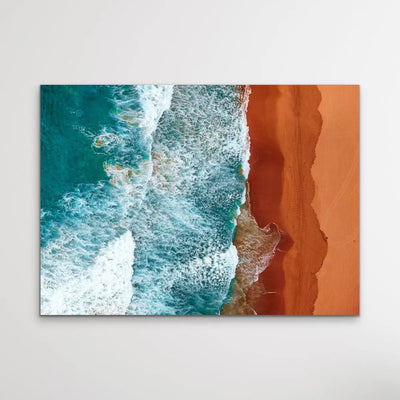 The Ocean From Above - Aerial Photographic Coastal Beach Print In Blue and Orange I Heart Wall Art Australia 