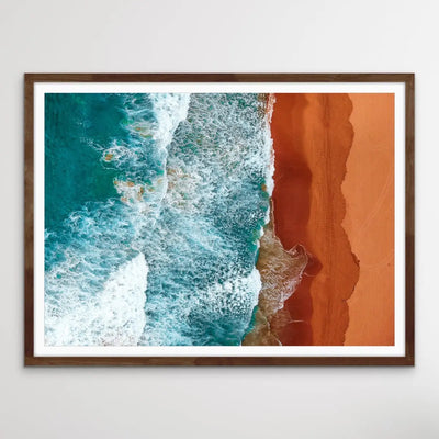 The Ocean From Above - Aerial Photographic Coastal Beach Print In Blue and Orange I Heart Wall Art Australia 