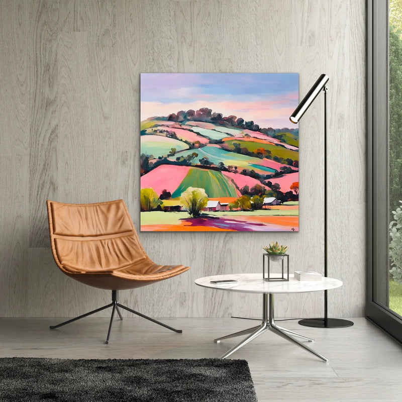 The Sheds - Colourful Australian Country Landscape Stretched Canvas Canvas Print or Framed Art Print I Heart Wall Art Australia 