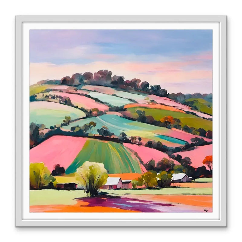 The Sheds - Colourful Australian Country Landscape Stretched Canvas Canvas Print or Framed Art Print I Heart Wall Art Australia 