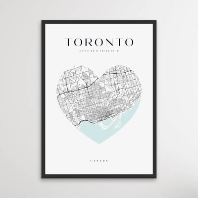 Toronto City Map - Heart, Square Or Round City Map I Heart Wall Art 