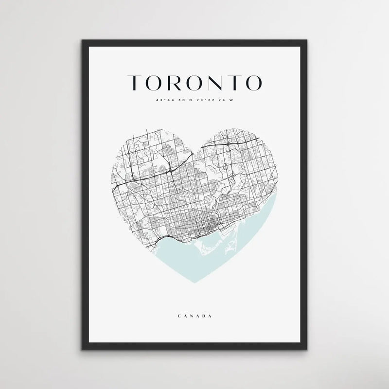 Toronto City Map - Heart, Square Or Round City Map I Heart Wall Art 